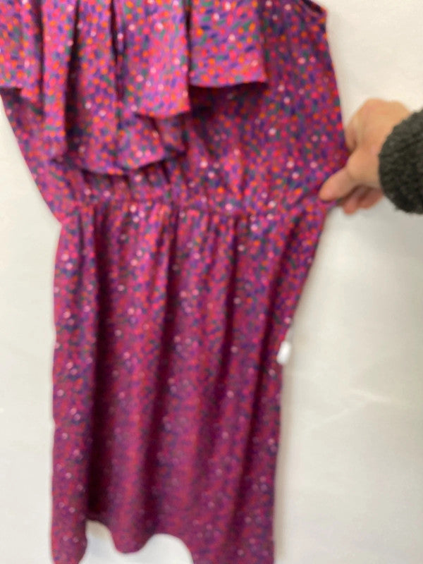 Fabulous Barkins purple ditsy slinky summer dress Uk8 JM005