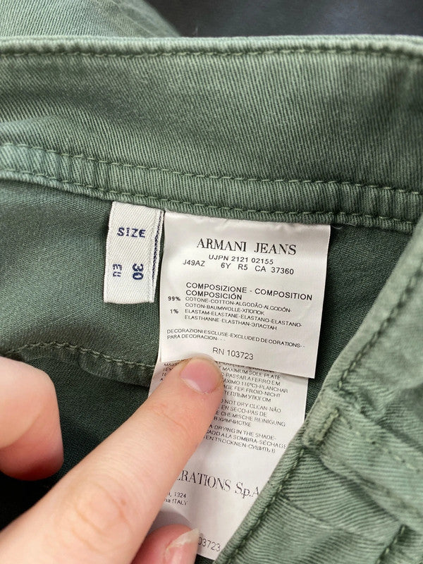 Armani Jeans Fabulous Khaki Green Straight Cut Jeans 30W UK 10 AGS01