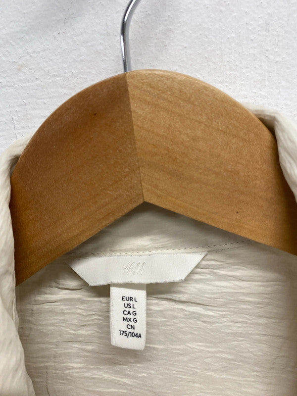 Lovely H&M cream crepe textured shirt blouse UK L KS002