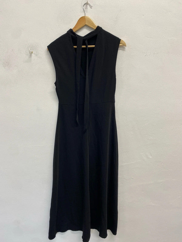 Stunning mango black midi dress with tie back UK M GJ001