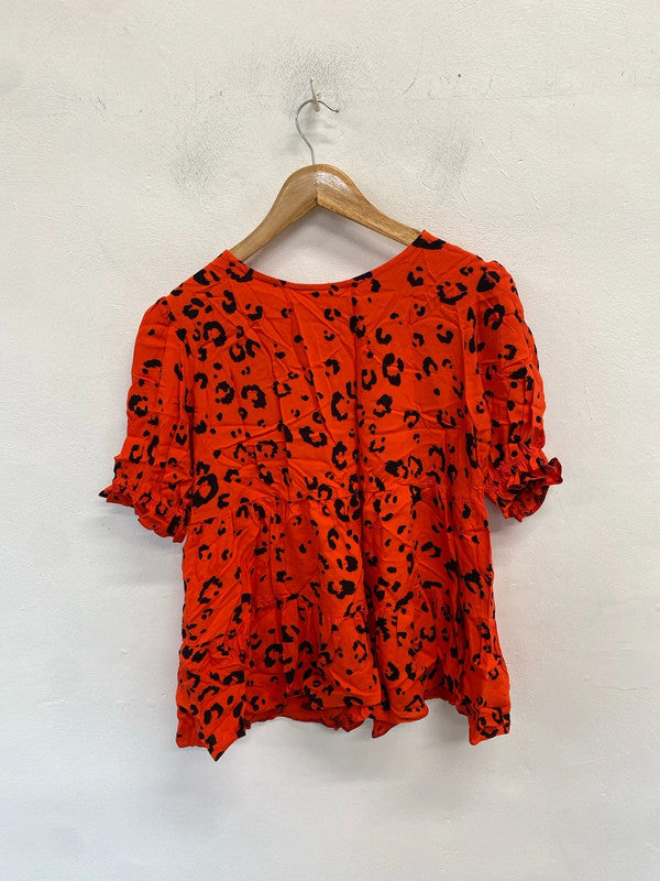 Lovely new look red leopard blouse nwt UK 12 NN001