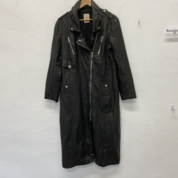 Free People Isabelle Distressed Vegan Leather Moto Jacket Size M SS002