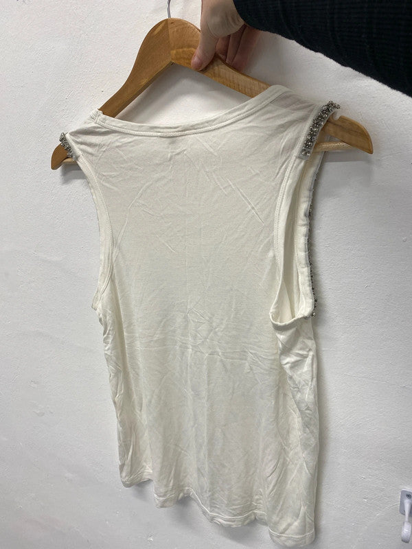 Fabulous Cream tank top from River Island embellished Uk10 JB001