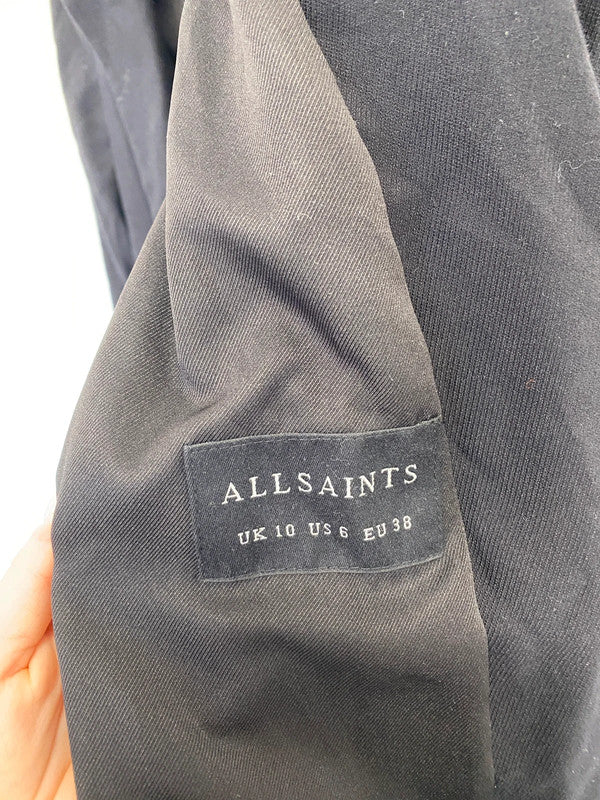 Lovely All Saints Black Blazer Longline UK 10 RF001
