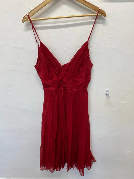 Fabulous Kookai Red silk dress Uk16 romantic Spanish flair LG006