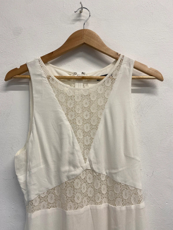 Stunning jarlo white lace detail maxi dress UK 14 GJ001