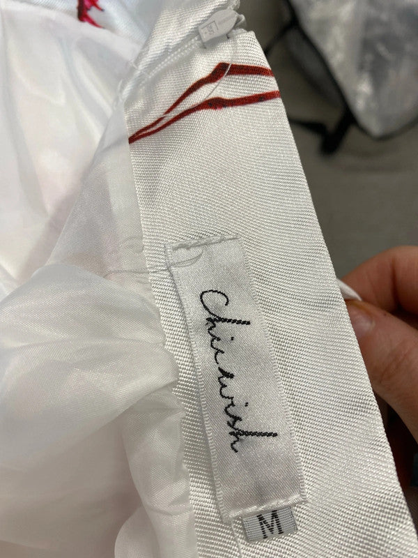 Fabulous Flamingo flared skirt white & Pink UkM By Chicwish MA001