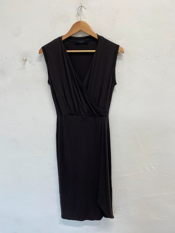 Stunning All Saints Amalia Dress Ruched Brown UK S JM007