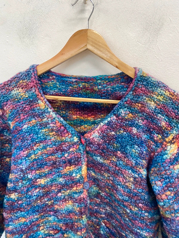 Lovely vintage multi colour knit cardigan reversible Y2K MM005