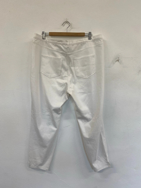 Next Stylish White Crop Denim Leggings UK 20 IM001