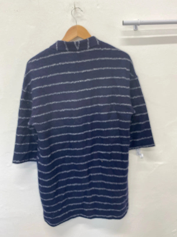 Fabulous Paraphase wool blend Coatigan Uk12 navy striped MW001