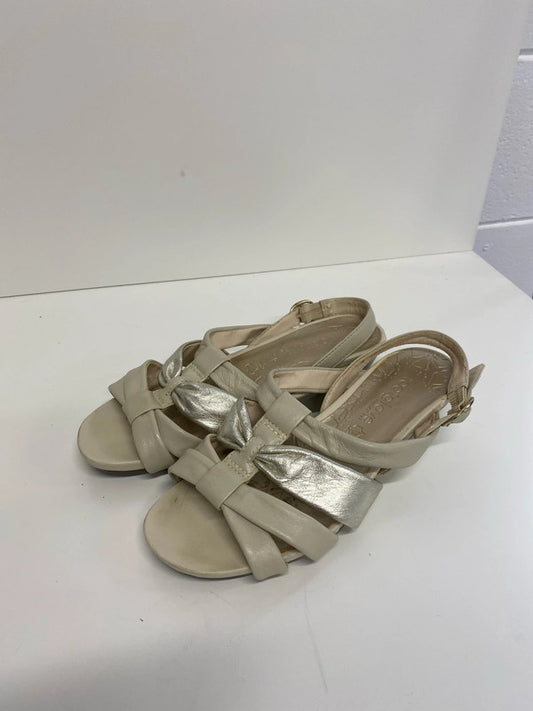Fabulous Footglove Cream & Silver wedge sandals Uk4 Wide fit NC001