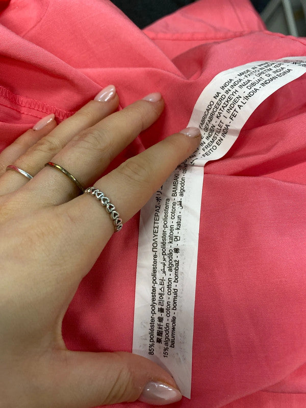 Stunning Zara pink tiered smock maxi dress cerise pink UK S KS002