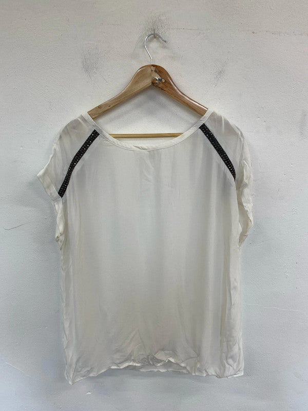 Next Elegant Ivory Rhinestone Detail Blouse UK 16 WS001