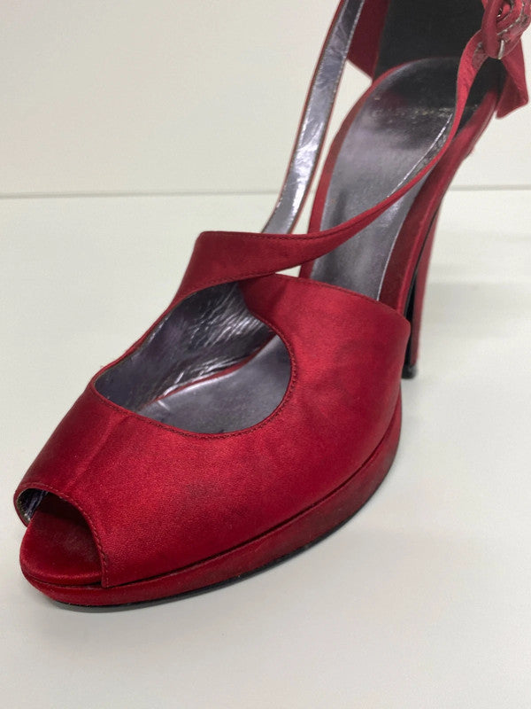Carvela Elegant Red Satin Bow Detail Heels UK 5 AE001