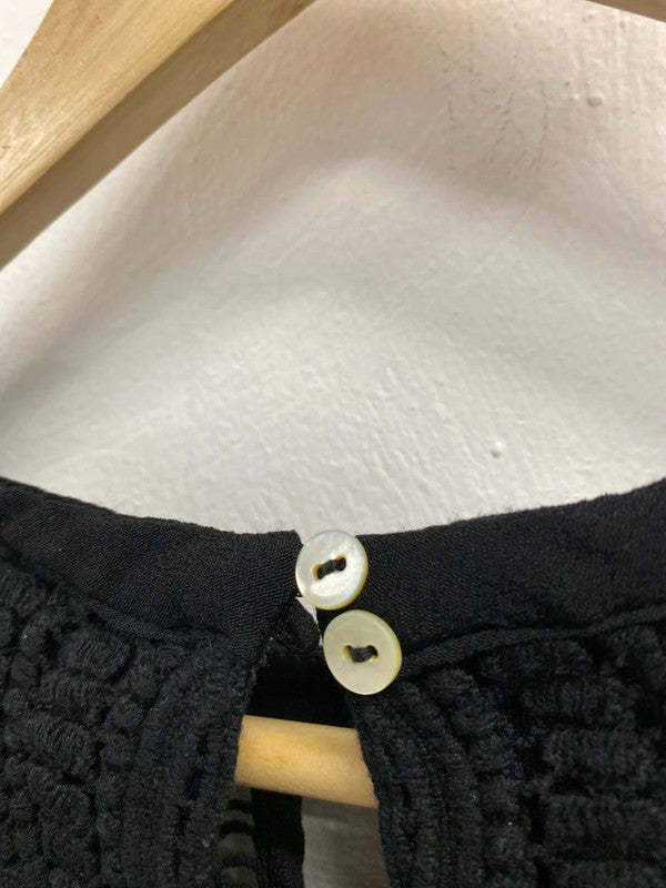 Fabulous Daniel Rainn Black loose broderie black top UkM KS003