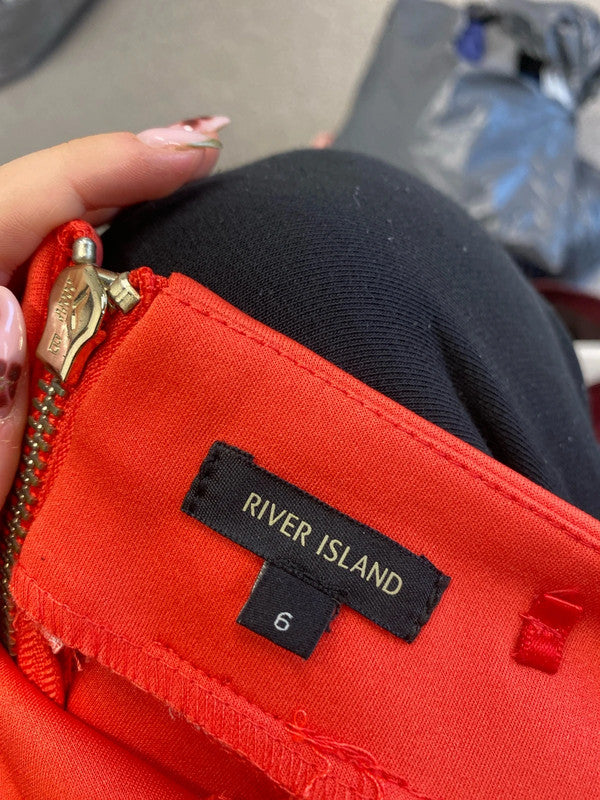 Lovely river island strapless coral pencil dress UK 6 HDR01