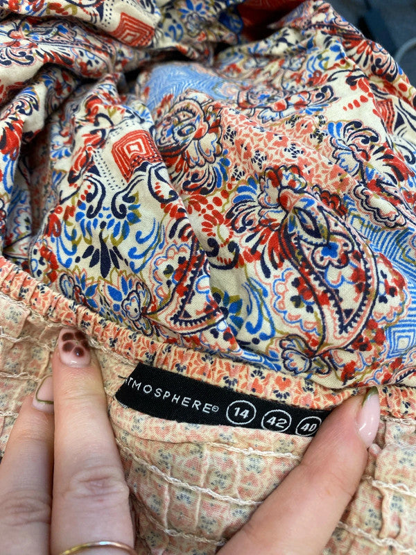 Lovely atmosphere pattern summers sleeveless midi dress UK 14 WS001