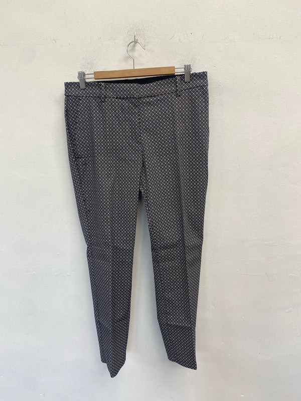 Lovely H&M black and white pattern office trouser chino UK 16 KM003