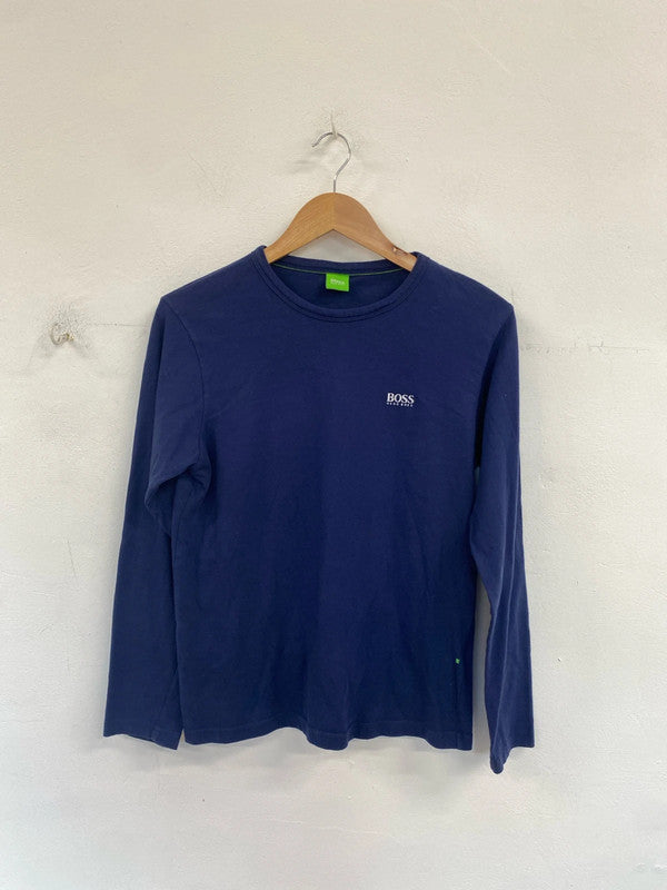 Hugo Boss classic long sleeve t-shirt blue logo print M SD001