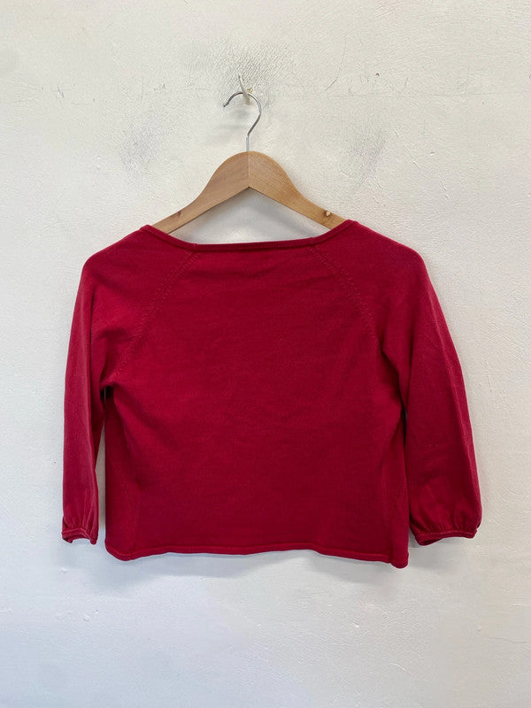 Lovely Hobbs red silk blend cropped bolero cardigan UK 8 WLH01