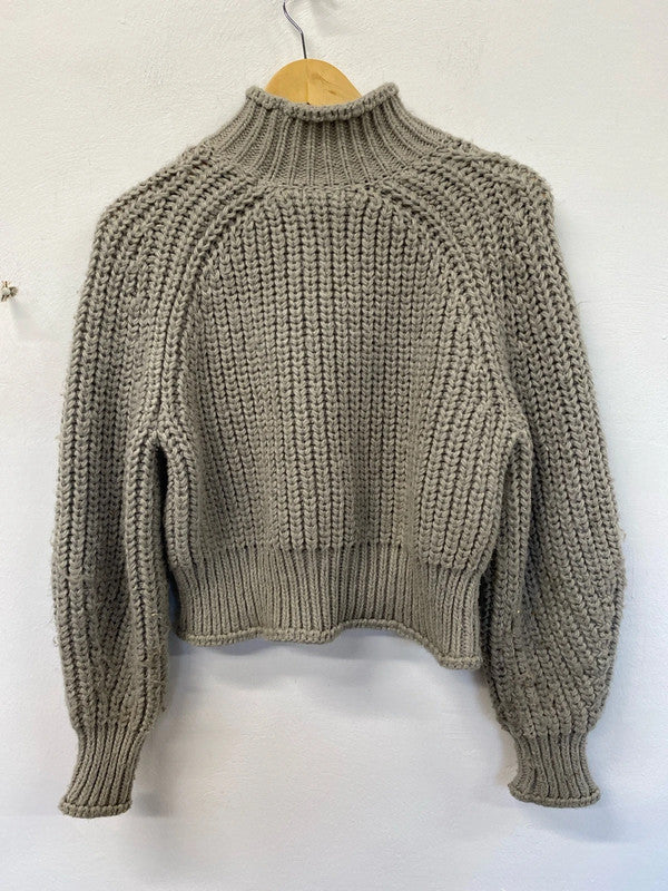 Stunning H&M grey knit cropped sweater uk8 KD001