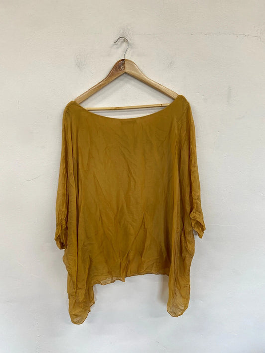 Fun and flirty Elena Baldi silk blend overlay dolman sleeve blouse uk 16 NC001