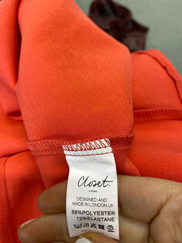 Fab Closet coral fit & flare skater dress Uk 14 classic party KN003