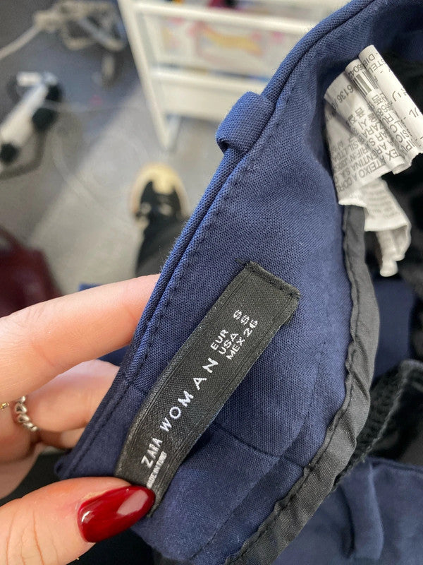 Lovely Zara women’s navy chino trousers formal UK S AG005