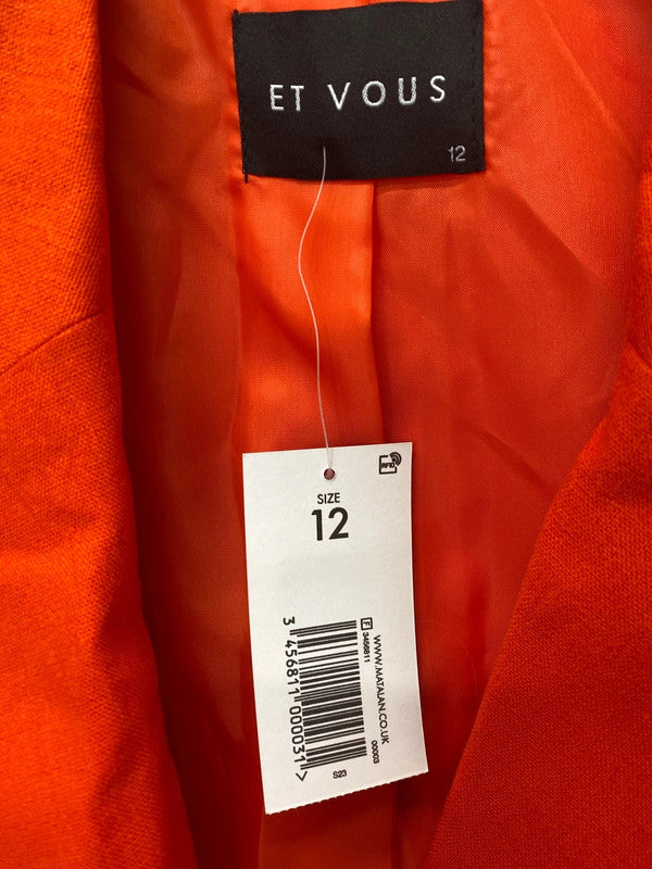Fabulous bright tangerine linen blend blazer Uk12 New Et Vous AO001