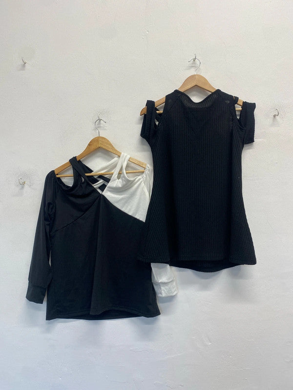 Fab duo of Shein tops black & white monochrome UkL #11 SG090