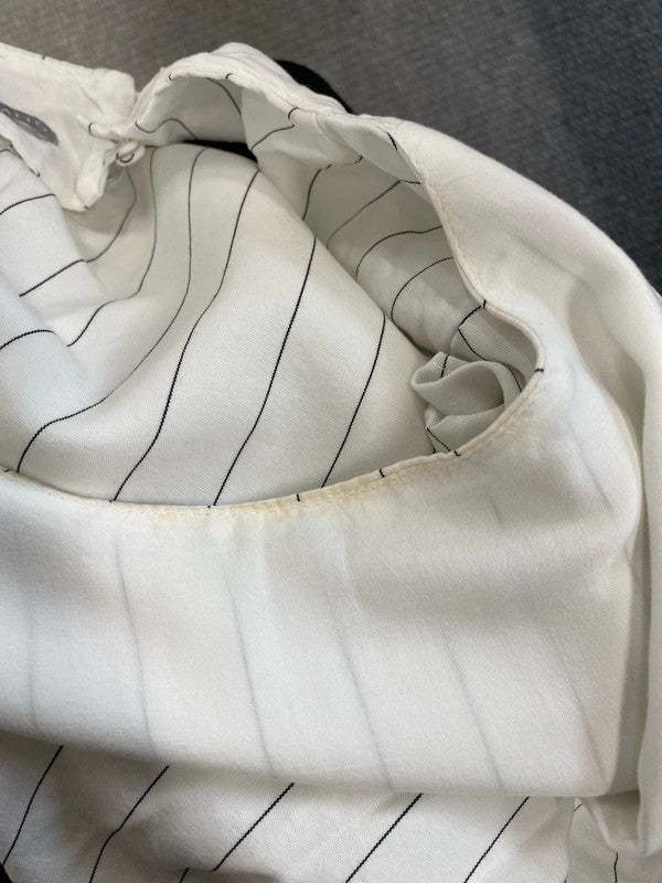 Oliver Bonas Stylish White & Black Stripe Keyhole Back Midi Dress UK 16 VW001