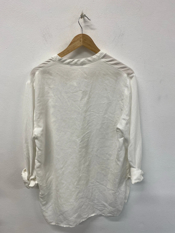 Zara Chic White Loose Fit Tunic Top Size L CM007