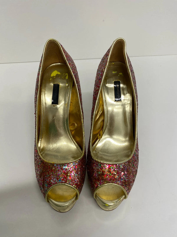 Gorgeous rainbow glitter heels peep toe 5 MA003