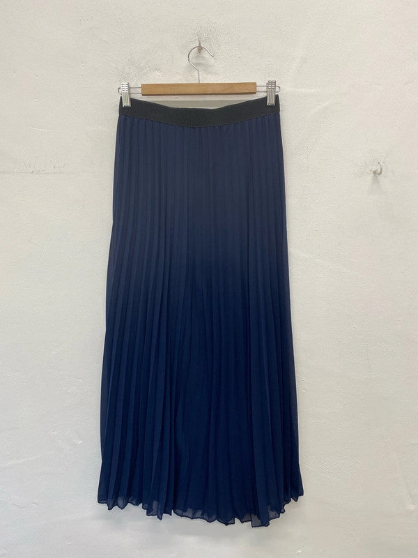 Made In Italy Elegant Navy Pleated Maxi Skirt Size M CD001