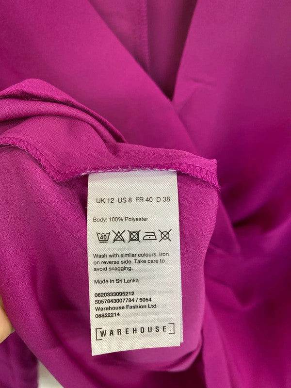 Warehouse Elegant Magenta Peplum Blouse UK 12 MD002