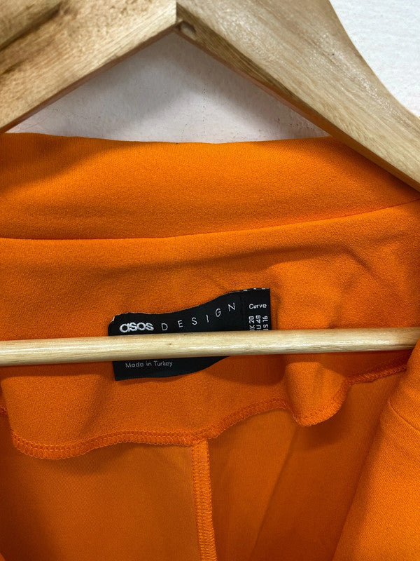 Asos Gorgeous Orange Longline Blazer UK 20 RM002
