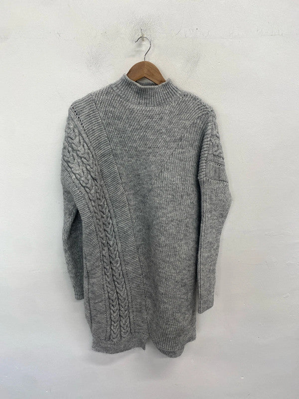 Stunning river island grey knit longline sweater UK M GW001