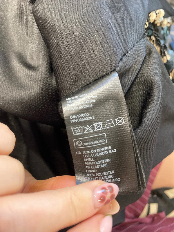 Lovely h&m gold green reversible sequin midi skirt UK L MD002