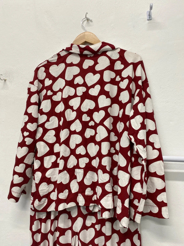 Fabulous pure cotton Cherry Red & White Heart pyjamas Uk14/16 KM003