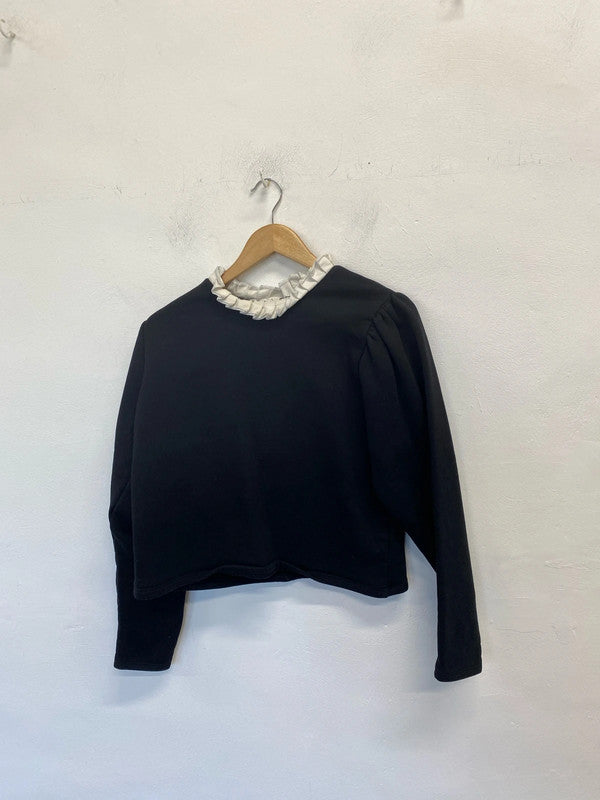 Lovely zara black frill neck jumper UK M JB001