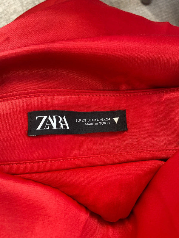 Zara Fabulous Red Satin Asymmetric Mini Skirt Size XS SD002