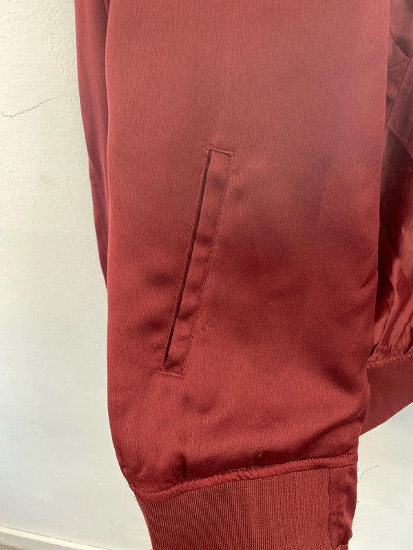 Zara Chic Burgundy Bomber Jacket Size M CJ001