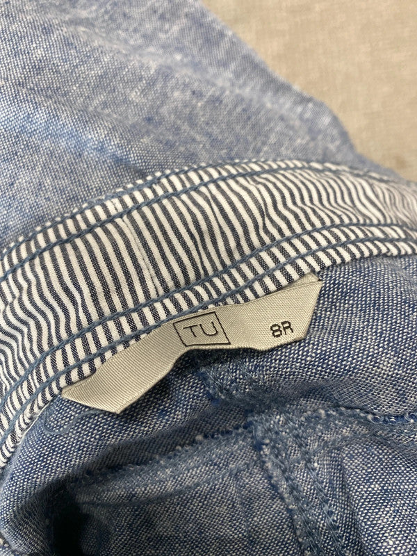 Fab TU crop linen blend wide leg trousers Uk8 denim MM005