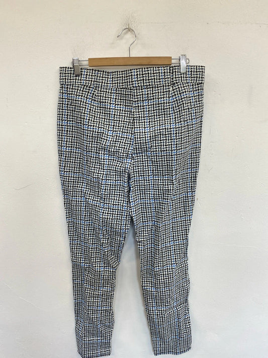 Primark Stylish Black & Blue Houndstooth Stretch Trousers UK 18 WS001