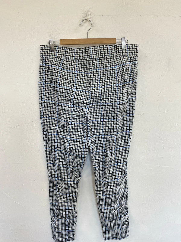 Primark Stylish Black & Blue Houndstooth Stretch Trousers UK 18 WS001