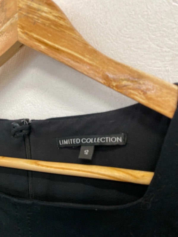 Fab M&S classic formal mini dress black Uk12 lined with stretch LD003