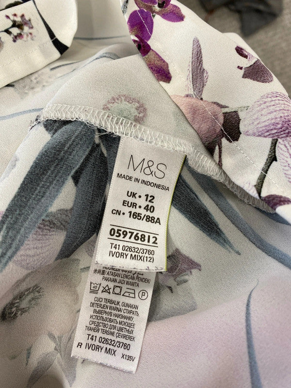 Stunning M&S floral top slinky holidays or cruise Uk12 KS003