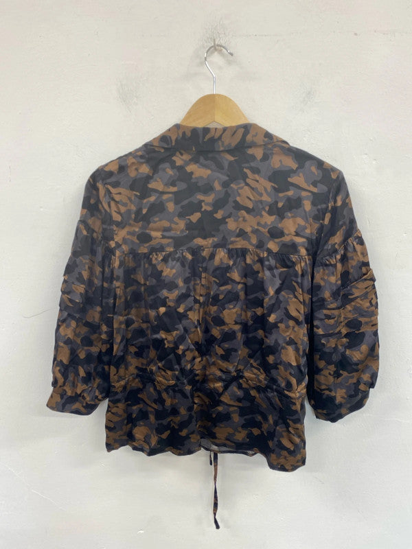 Munthe Chic Nabic Satin Camo Loose Fit Blouse UK 6 SD002
