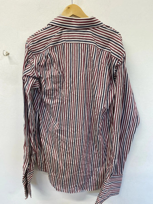 Fabulous Men’s M&S regular fit red mix button up shirt size L KD001